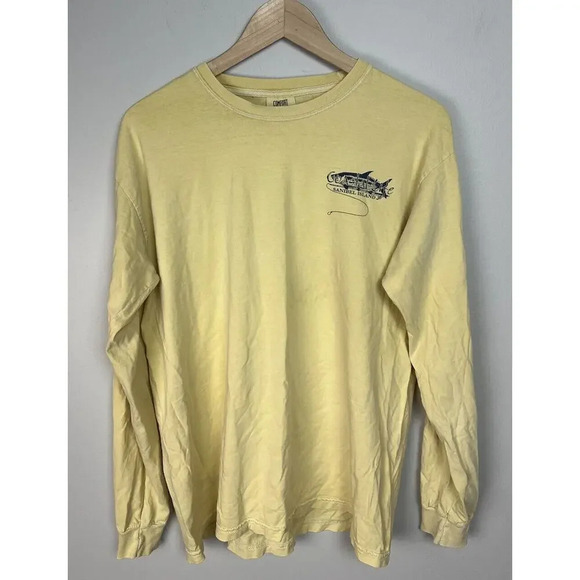 Comfort Colors Sanibel Island Coastal Life Yellow Long Sleeve Size Medium Cotton - Picture 1 of 5